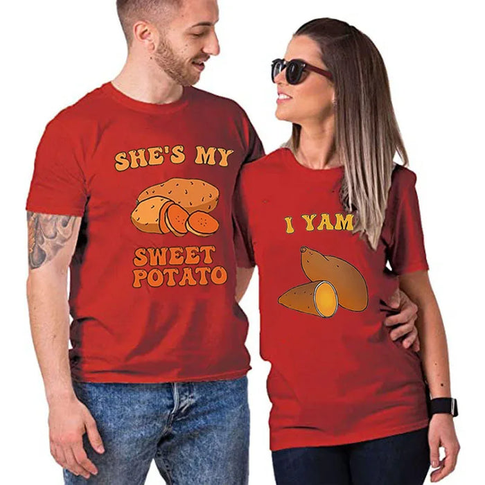 Couples Matching Shirts I Yam Set Thanksgiving T-Shirt.