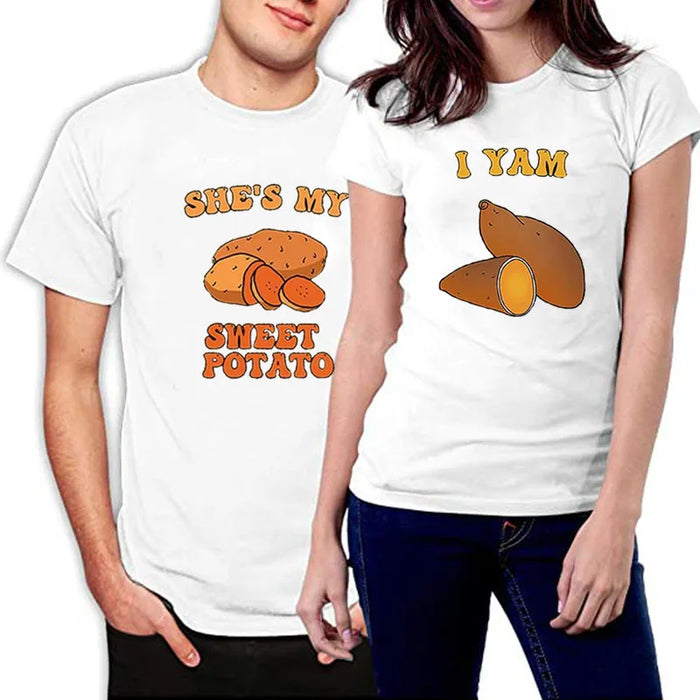 Couples Matching Shirts I Yam Set Thanksgiving T-Shirt.