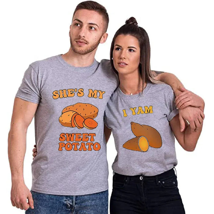 Couples Matching Shirts My Sweet Potato Thanksgiving Gift T-Shirt.